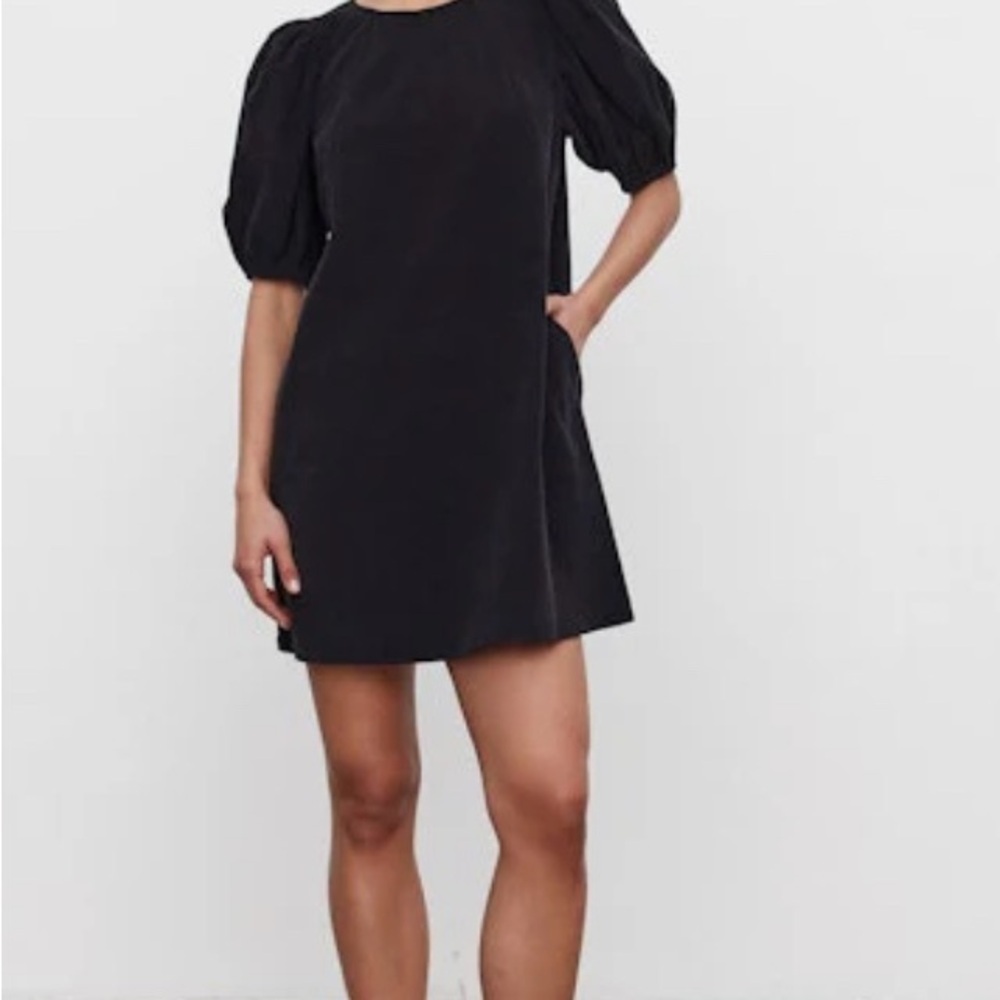 Corduroy puff sleeve Little Black Mini Dress Size Large
